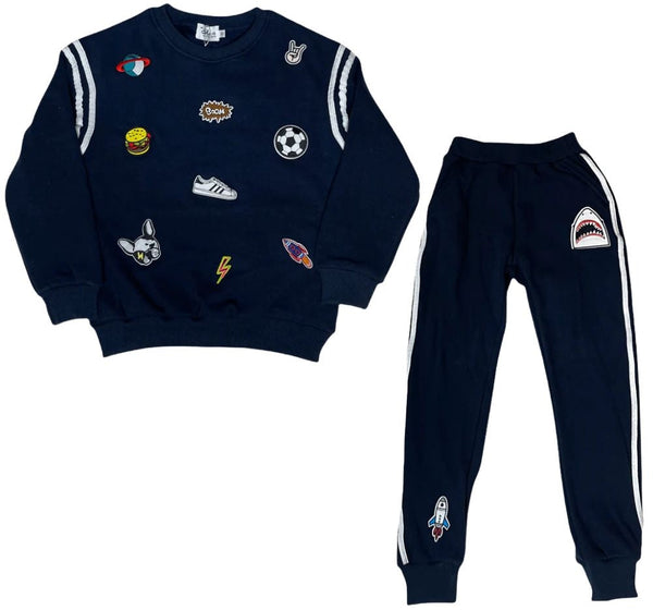 Varsity Patch Jogger Set Navy