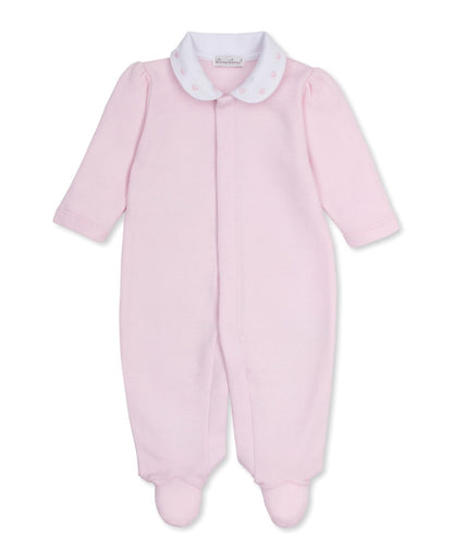 Jacquard Footie W-Zip Baby Blessings Wht-Pink