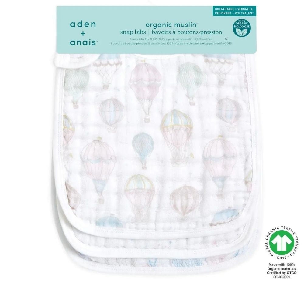 Above The Clouds 3Pack Organic Snap Bibs