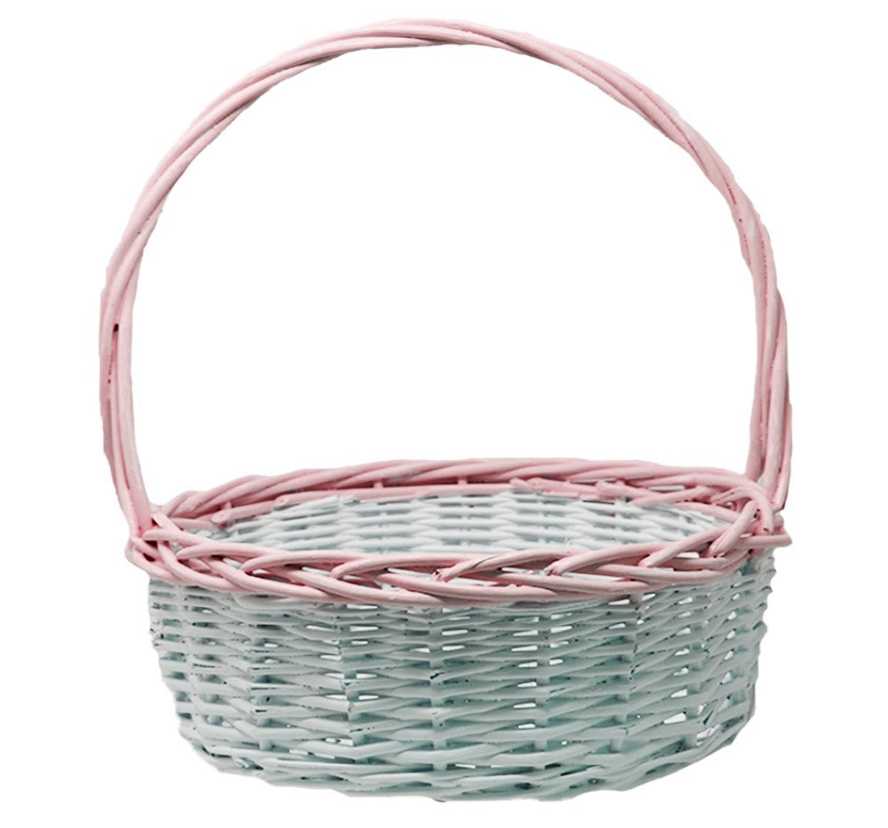 Willow Basket Wht/Pink Large