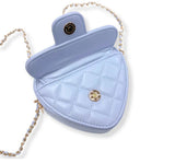 Quilted Leather Heart Purse Periwinkle