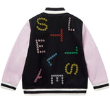 Girl College Jacket With Contrast Sleeves Black