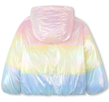 Girls Colorblock Puffer Jacket Peach