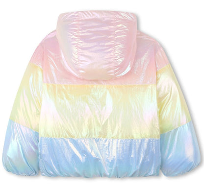 Girls Colorblock Puffer Jacket Peach