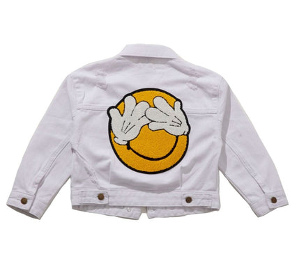 Patched Denim Jacket White