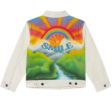 Girl Gabardine Jacket With Rainbow Smile Print