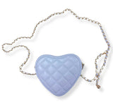 Quilted Leather Heart Purse Periwinkle