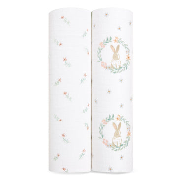 Essentials Swaddle Blanket 2pack Blushing Bunnies