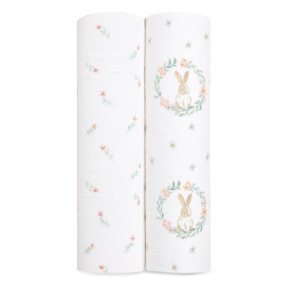 Essentials Swaddle Blanket 2pack Blushing Bunnies