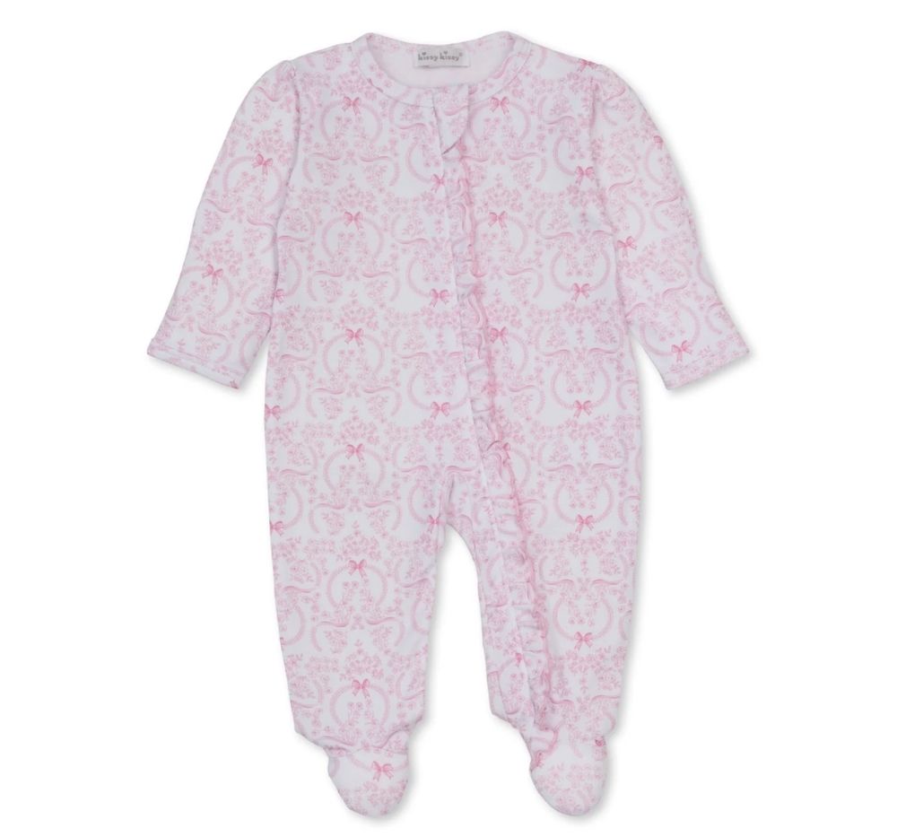 Footie W-Zip Delicate Blooming Bows Pink