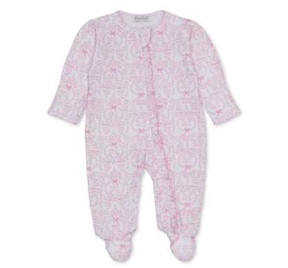 Footie W-Zip Delicate Blooming Bows Pink