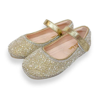 Bead Stone Flat Shoes Lt. Gold Small