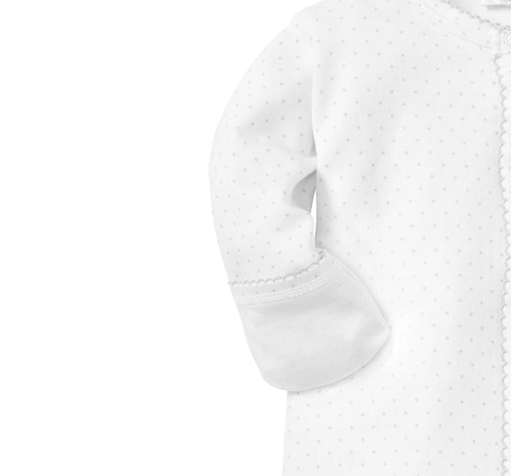 Kissy Dots Print Footie White/Silver