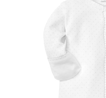 Kissy Dots Print Footie White/Silver