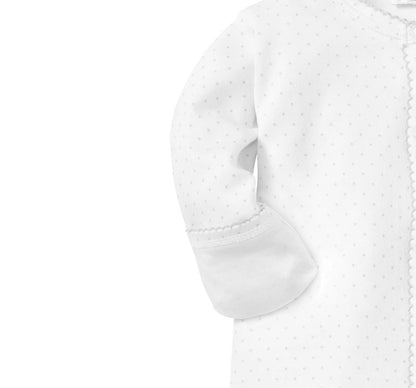 Kissy Dots Print Footie White/Silver