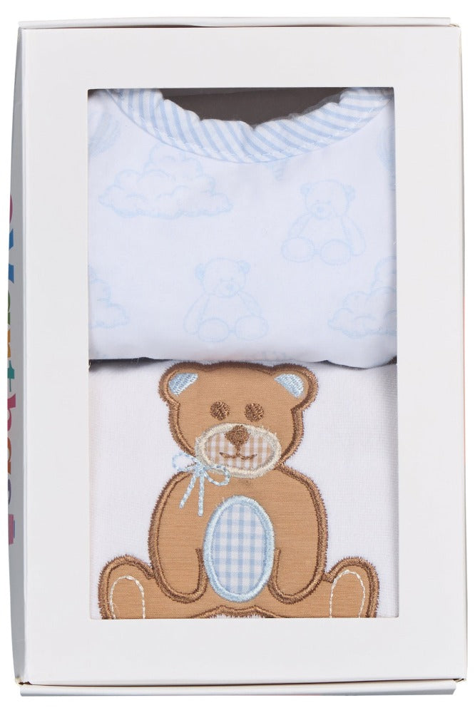Teddy Bear  Bib & Burp Set Blue