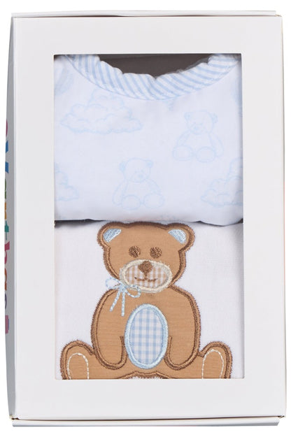 Teddy Bear  Bib & Burp Set Blue