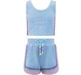Rainbow Velour Sequin Tank Set Blue