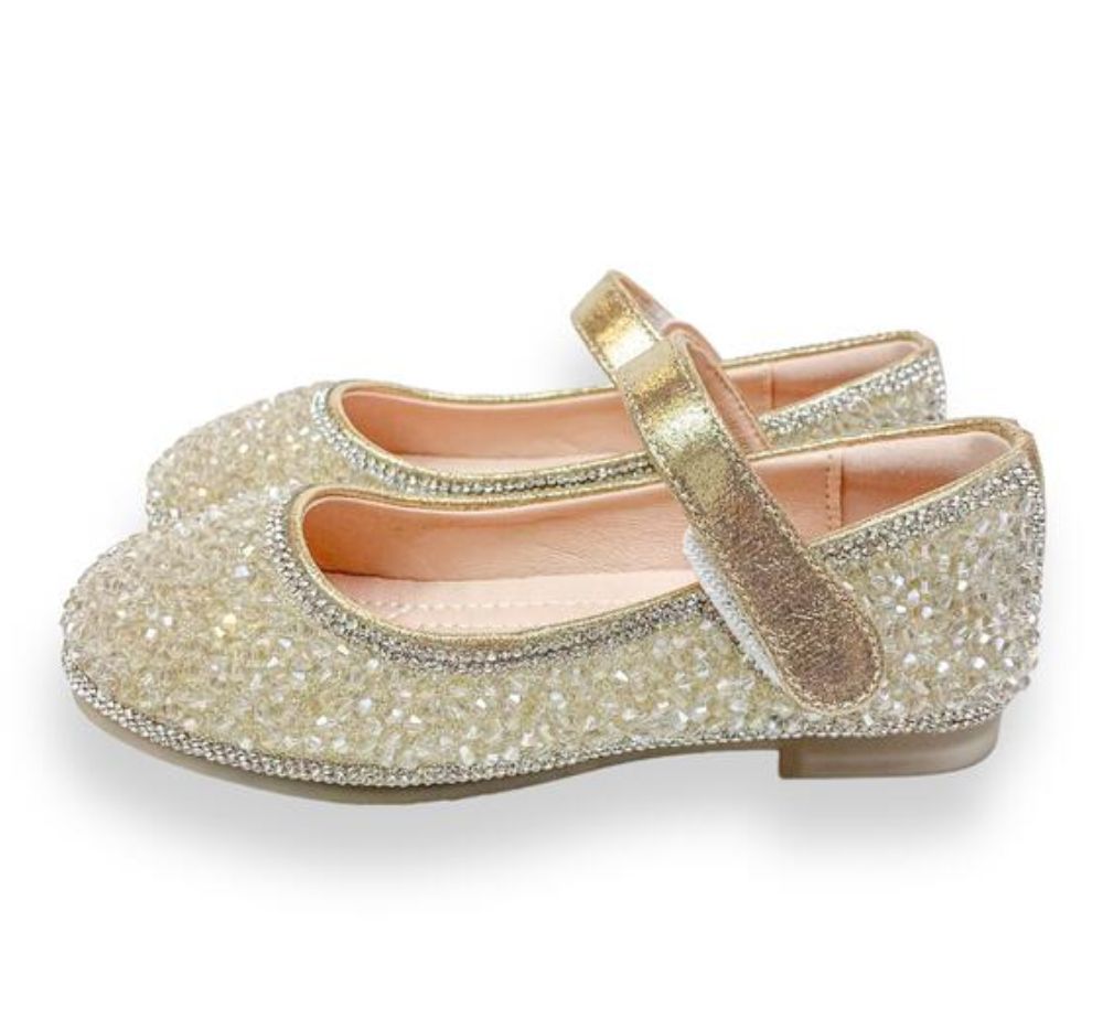 Bead Stone Flat Shoes Lt.Gold Big