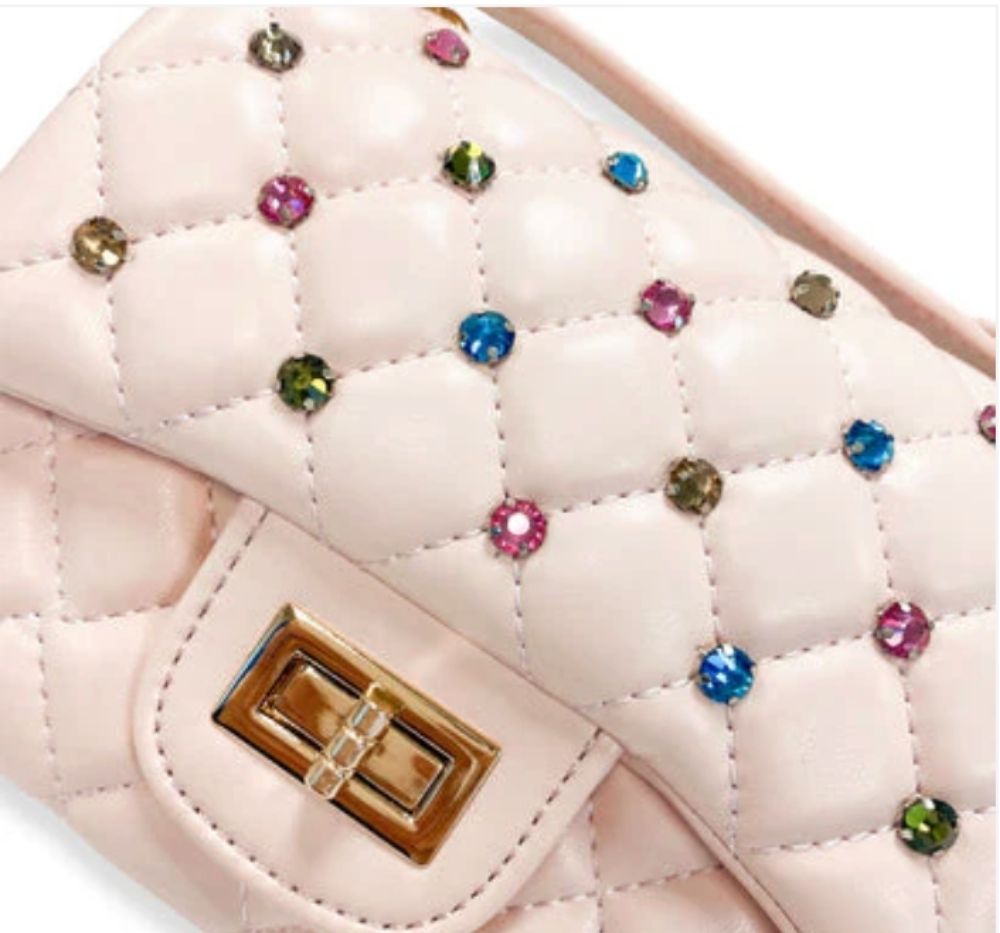 Colorful Gems Quilted Purse Pink
