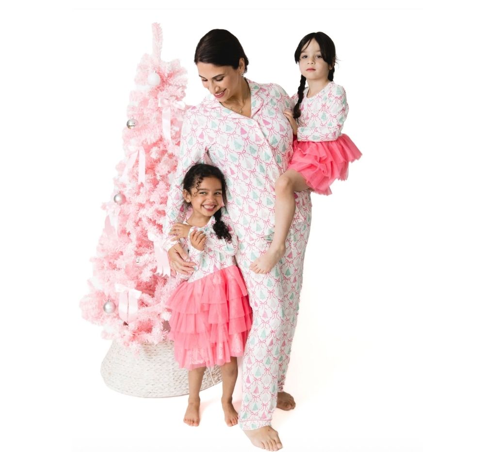 Bow Trellis Tree Adult Long Sleeve Coat Style with Pants