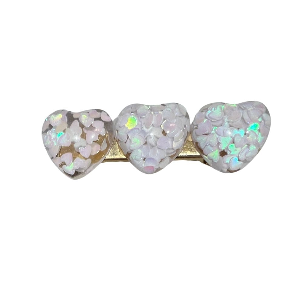Confetti 3D Heart Clip White
