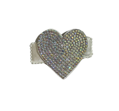 Small Crystallized Heart Clip White