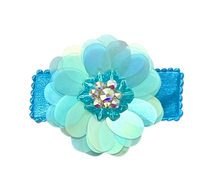 Sequin Flower Clips Blue