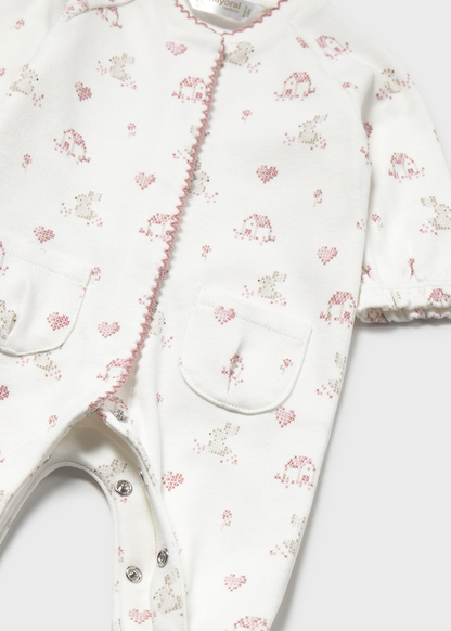 Pelele Interlock Blanco Rosa