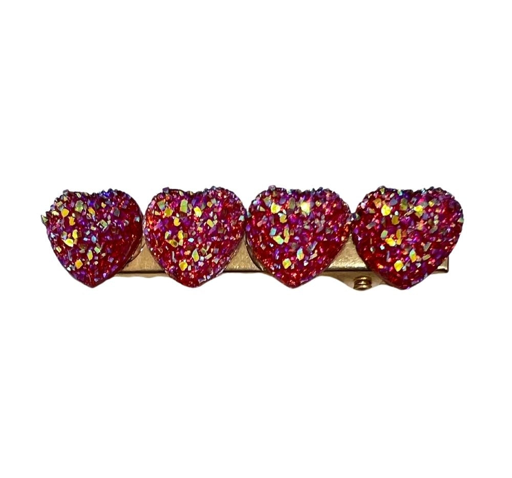 Glitter Heart Clips Tornasol Purple