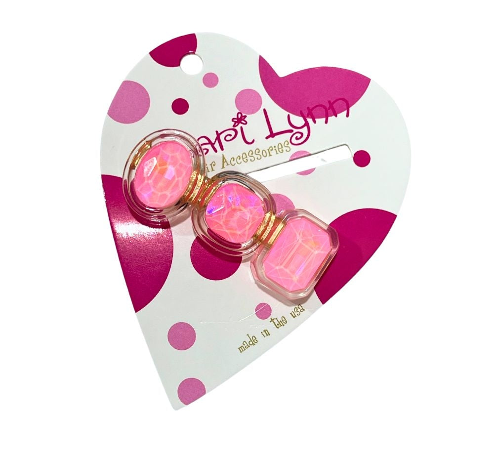 Large Multi Jeweled Clip Pink