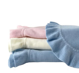 Cashmere Like Acrylic Jersey Knit Ruffle Blanket 30″X40″ Ivory