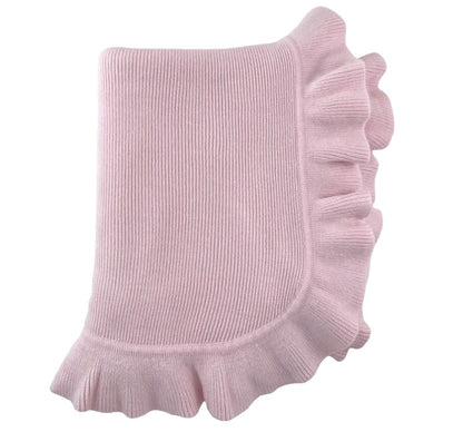 Cashmere Like Acrylic Jersey Knit Ruffle Blanket 30″X40″ Pink