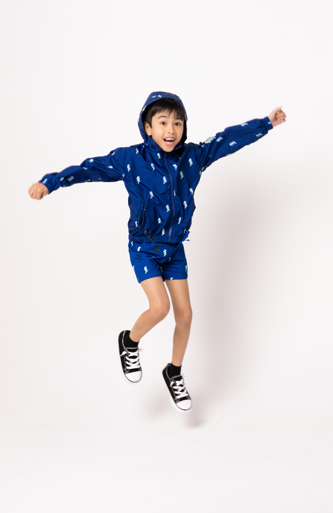 Max Reversible Rain Jacket Windbreaker, Blue Lightning