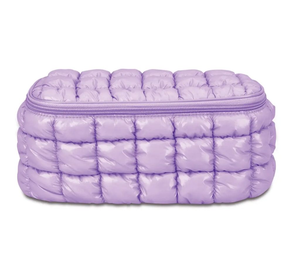 Lavender Shiny Puffer Cosmetic Case
