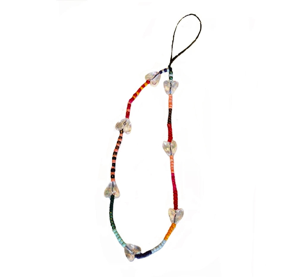 Phone Bracelet Charms Multi Hearts White