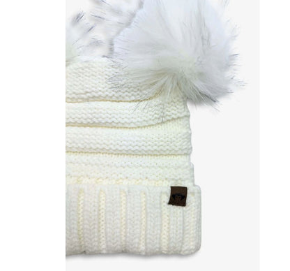 Winter White Mia Faux Fur Pom Beanie