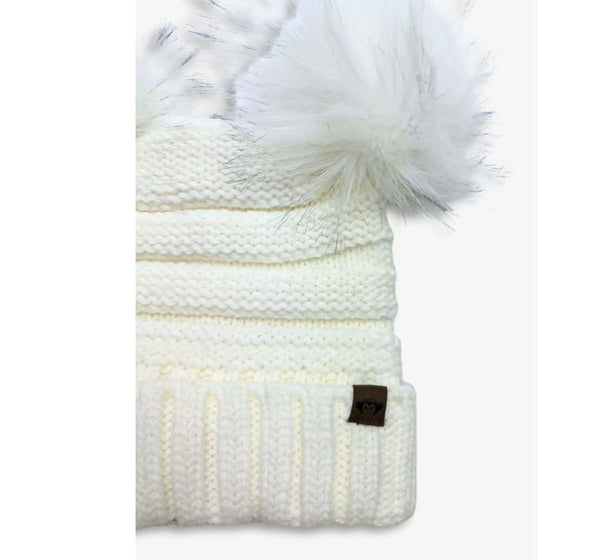 Winter White Mia Faux Fur Pom Beanie