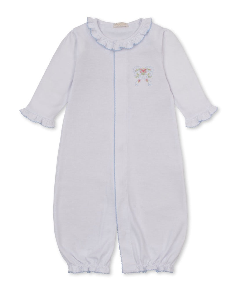 Conv Gown W/Hand Emb Premier Rose Bow Wht-Lt.Blue