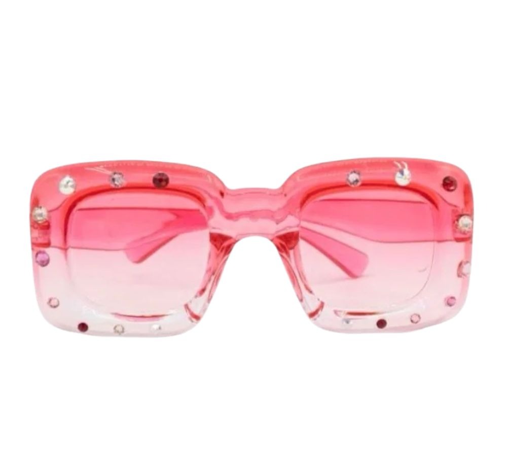Crystallized Ombre Sunglasses Red-Wht
