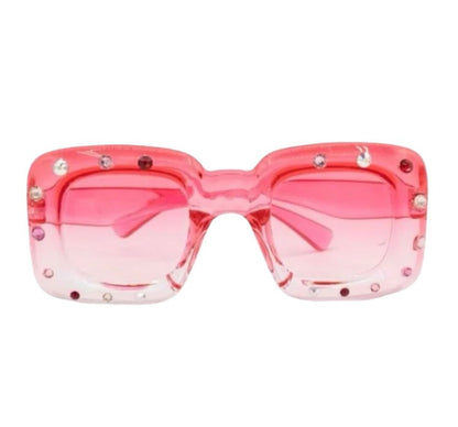 Crystallized Ombre Sunglasses Red-Wht