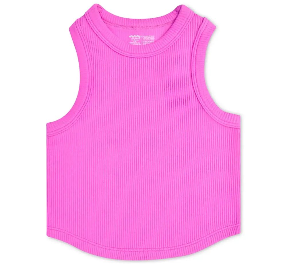 Pretty Pink Cropped Ribbed Racerback Tan top