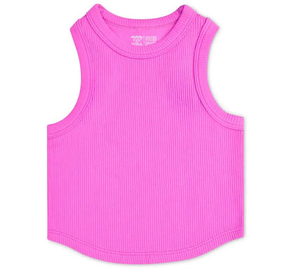 Pretty Pink Cropped Ribbed Racerback Tan top