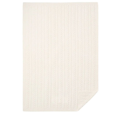 Whisper White Horseshoe Cable Blanket