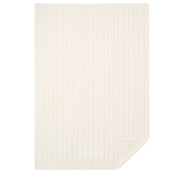 Whisper White Horseshoe Cable Blanket