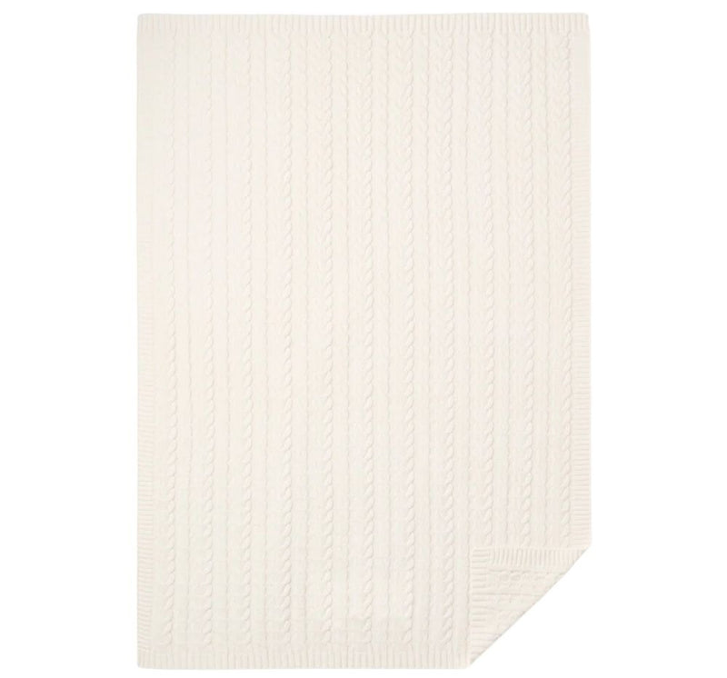 Whisper White Horseshoe Cable Blanket