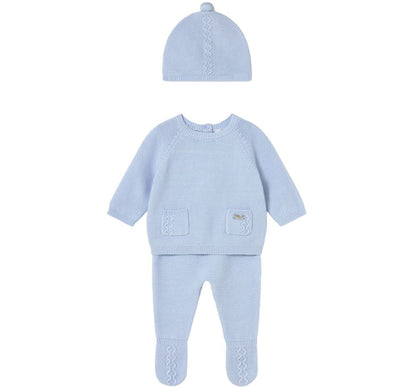 Conjunto Polaina & Gorro Tricot Cielo