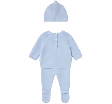 Conjunto Polaina & Gorro Tricot Cielo
