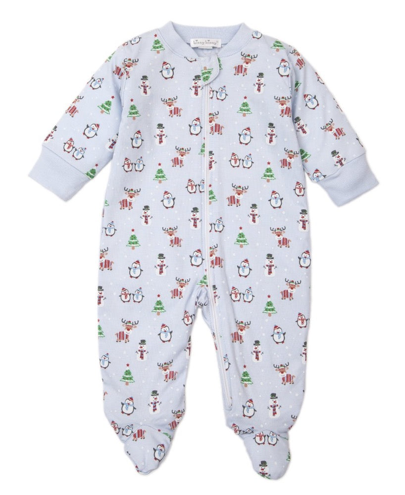 Footie W/Zip Slippery Slopes Multi Blue