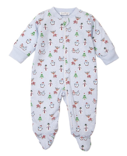 Footie W/Zip Slippery Slopes Multi Blue